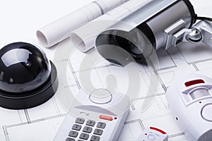 Security Equipment On Blueprint