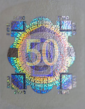 Security features on 50 euro banknote