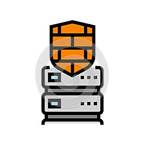 security firewall data center color icon vector illustration