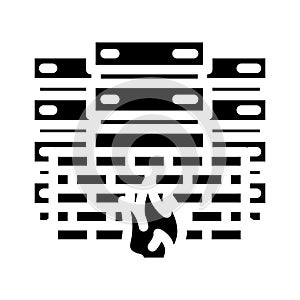 security firewall data center glyph icon vector illustration
