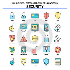 Security Flat Line Icon Set - Business Concept Icons Design