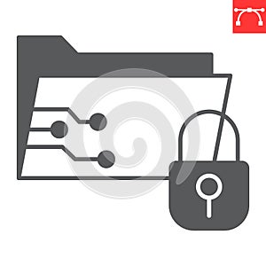 Security folder glyph icon, security and protection, confidential folder vector