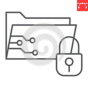 Security folder line icon, security and protection, confidential folder vector