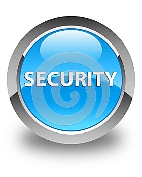 Security glossy cyan blue round button