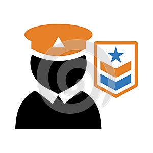 Security Guard, badge, army, man, army badge icon