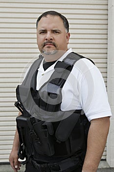 Security Guard In Bulletproof Vest