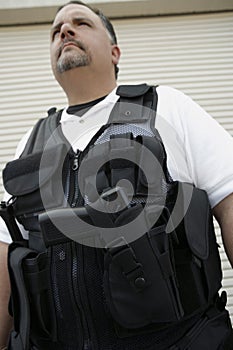 Security Guard In Bulletproof Vest