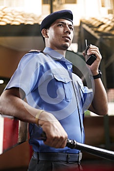 Security guard on duty. Conceptual image