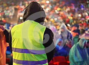 Security guard during the event with many people