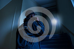 Security Guard With Flashlight photo