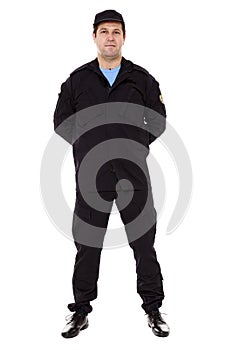 security guard full body isolated on white
