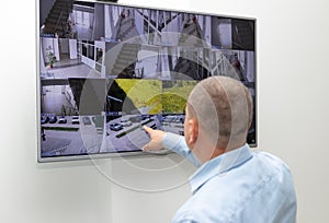 security guard monitoring surveillance security system