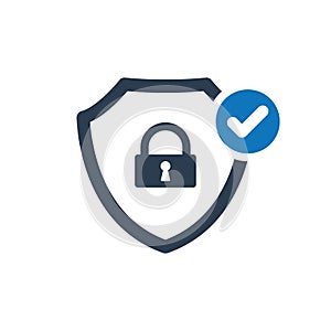 Security icon with check sign. Security icon and approved, confirm, done, tick, completed symbol