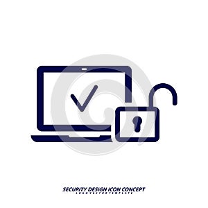 Security icon logo design vector. Protection and Security Vector Line Icons Set. Business Data Protection Technology, Cyber