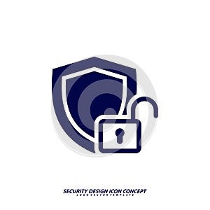 Security icon logo design vector. Protection and Security Vector Line Icons Set. Business Data Protection Technology, Cyber