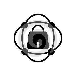Black solid icon for Security, multicast and cyber