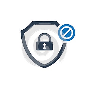 Security icon with not allowed sign. Security icon and block, forbidden, prohibit symbol