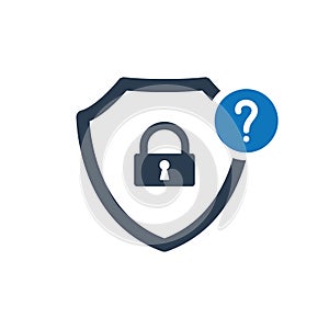 Security icon with question mark. Security icon and help, how to, info, query symbol