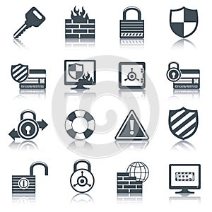 Security icons set black