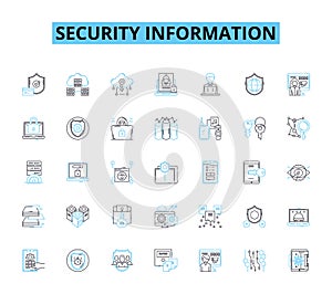 Security information linear icons set. Encryption, Authentication, Privacy, Firewall, Intrusion, Detection