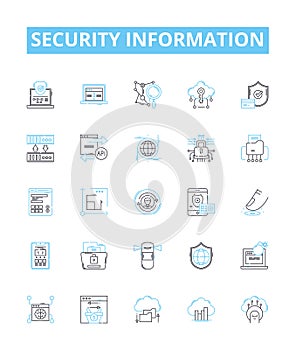 Security information vector line icons set. Security, Information, Protection, System, Data, Guard, Encryption