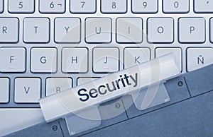 Security - Inscription on Blue Keyboard Key