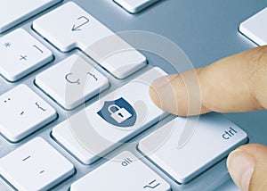 Security - Inscription on Blue Keyboard Key