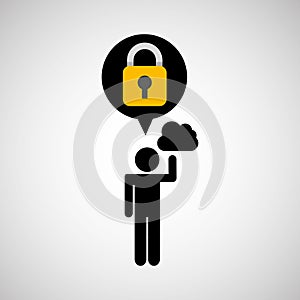 Security internet cloud silhouette man