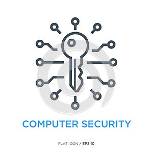IT security line flat icon