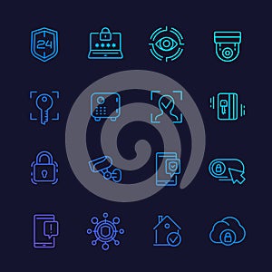 Security line icons set