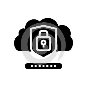security lock cloud computing glyph icon vector illustration