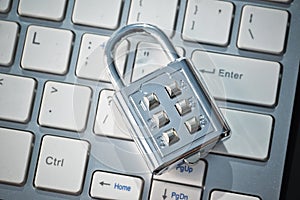 Security lock on computer keyboard