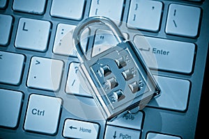 Security lock on computer keyboard