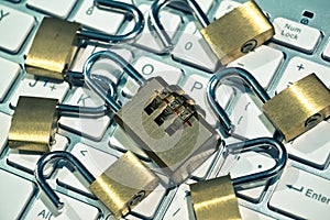 Security lock on computer keyboard