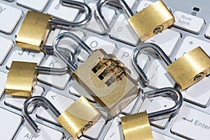 Security lock on computer keyboard