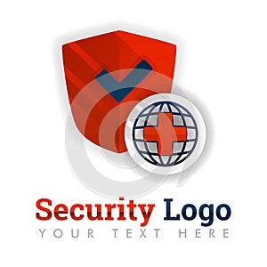 Security logo template for service industries, herbal, medicine, hospital, insurance, health, software, antivirus, construction, s photo