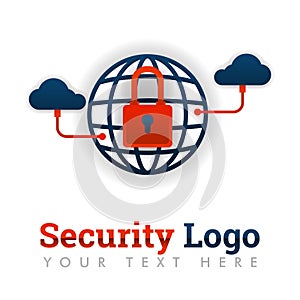 Security logo template for storage, warehouse, network, service providers, internet, technology, start up, online, mobile apps, so