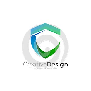 Security logos, letter C logo and shield design combination