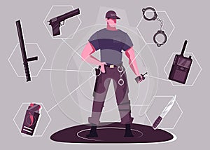 Security Man Flat Design Concept
