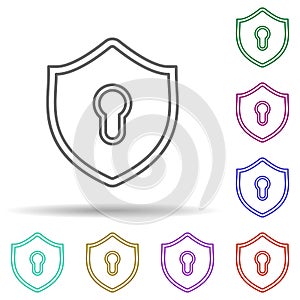Security multi color icon. Simple thin line, outline vector of security icons for ui and ux, website or mobile application