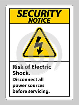 Security notice Risk of electric shock Symbol Sign Isolate on White Background