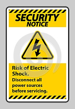 Security notice Risk of electric shock Symbol Sign Isolate on White Background