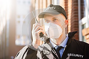Security Officer In FFP2 Covid Mask photo