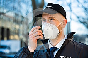 Security Officer In FFP2 Covid Mask