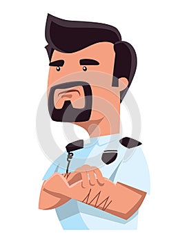 Security officer watching illustration cartoon character