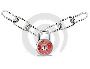 Security padlock with chain