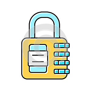security padlock color icon vector illustration