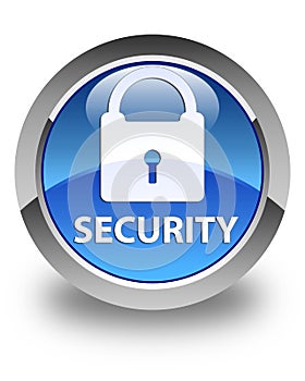 Security (padlock icon) glossy blue round button