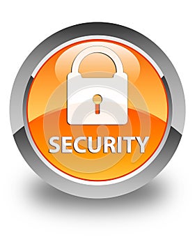 Security (padlock icon) glossy orange round button