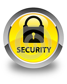 Security (padlock icon) glossy yellow round button